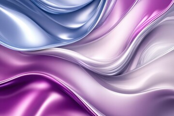 Aufkleber - Abstract 3D silky waves in vibrant shades of purple and blue flowing seamlessly across a smooth surface. Generative AI