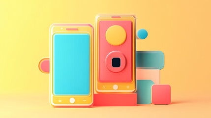 Wall Mural - high-tech gadget flat design front view innovation theme 3d render split-complementary color scheme.