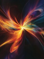 Poster - Colorful light streaks creating an abstract butterfly effect in a dynamic background. Generative AI