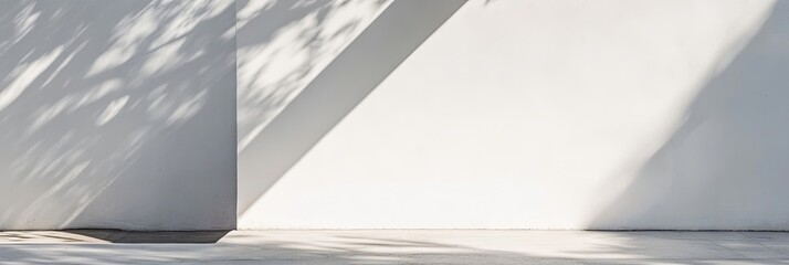 Poster - Sunlight and Shadows on a White Wall Minimalist Photography