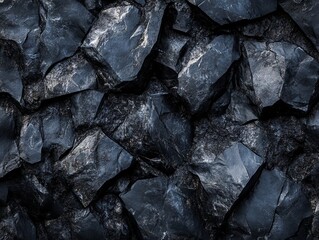 Poster - Dark and Dramatic Abstract Black Rock Texture: A Seamless Pattern of Jagged Stone