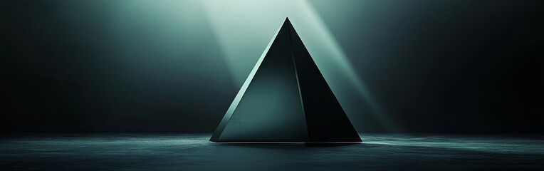 Poster - Dark Mysterious Pyramid in Spotlight: Abstract 3D Render