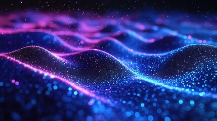 Poster - Dynamic waves of light and color abstract visualization digital artwork studio environment close-up view vivid concepts