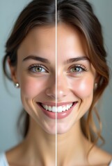 Wall Mural - Women young skin compared before and after 