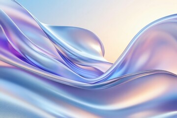 Leinwandbilder - Abstract 3D waves in soft pastel colors create a serene and fluid atmosphere with smooth curves and elegant shapes. Generative AI