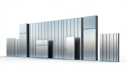 Poster - Sleek Metallic Server Racks Showcasing Digital Infrastructure Capabilities