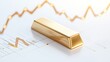 © Alpha - modern Easter frame, gold bar lying on shares graph, symbolic of growth and wealth, concept digital art, isolated on white background