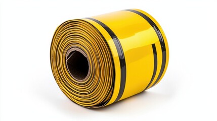 Poster - Rolled up electrical cable or wire coil with yellow and black stripes