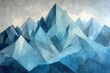 © Hafiz - Mountain peaks in cubist deconstruction, slate gray and arctic blue, alpine dawn