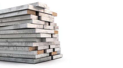 Poster - Stacked Wooden Blocks in Modern Architectural Composition