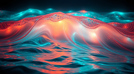 Poster - Abstract Orange and Teal Liquid Waves