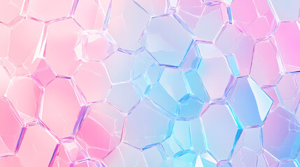 Wall Mural - geometric background with pink and blue connected lines and dots arranged in a crystalline hexagon p