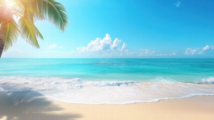Aufkleber - Sunny Miami beach with clear water inviting relaxation and enjoyment on a warm day. Generative AI