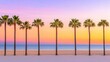 © EpicFade - Serene Sunset Over Palm Trees at Beachside with Vibrant Sky Colors