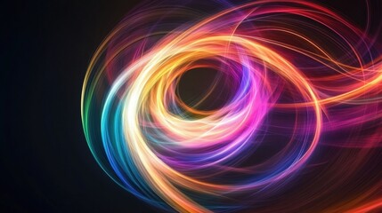 Poster - Exploring the beauty of abstract colorful light streaks creating dynamic patterns in a dark environment. Generative AI