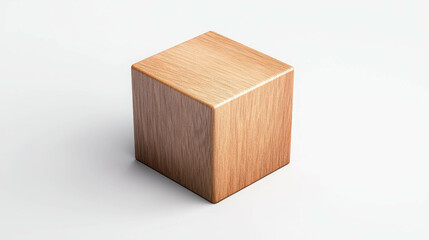 Aufkleber - Small Minimalist Wooden Cube with Polished Surface for Modern Decor