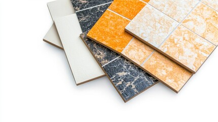 Poster - Assorted Ceramic and Stone Tiles Arranged in Geometric Patterns for Interior Design