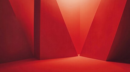 Poster - Abstract red geometric room with light.