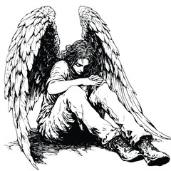 Wall Mural - angel clip art, clip art concept