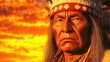 © EpicFade - Proud Indigenous Man Portrait Against Stunning Sunset Background
