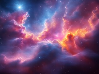 Wall Mural - Cosmic nebula with vibrant colors and stars.