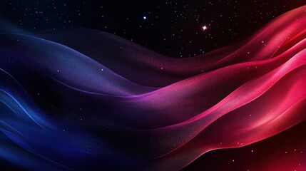 Poster - Flowing texture of American flag colors against a night sky backdrop showcasing red, white, and blue hues. Generative AI
