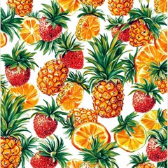 Aufkleber - Discover vibrant tropical fruit patterns rich in color and texture for a fresh summer vibe. Generative AI
