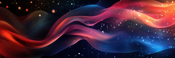 Leinwandbilder - Waves of an American flag flowing gracefully against a cosmic background filled with stars. Generative AI