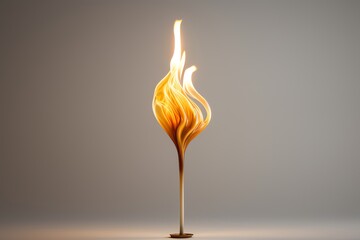 Poster - Abstract flame sculpture on gray background.