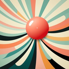 Poster - Abstract retro design with a red sphere.