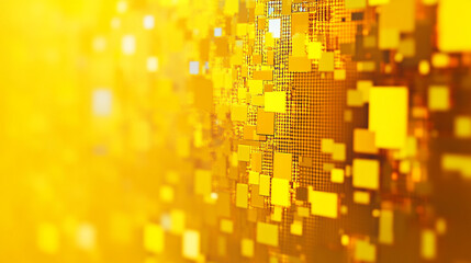 Wall Mural - Bright golden patterns create an abstract digital background with depth and texture. 