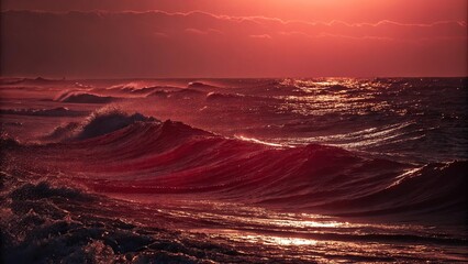 Aufkleber - The ocean is red and the sun is setting
