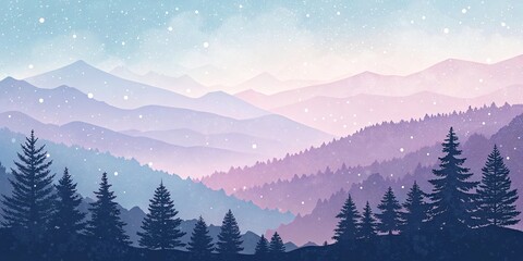 Poster - A mountain range with snow on the trees and mountains in the background