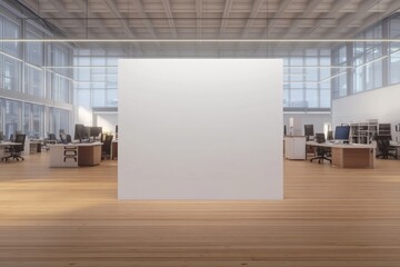 Canvas Print - Blank white square sign in modern office.