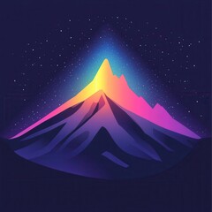 Wall Mural - A mountain with a glowing light on top. Generative AI