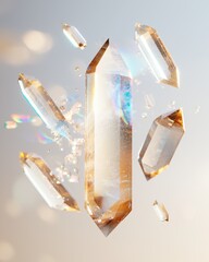 Poster - Translucent quartz crystal texture abstract art digital bright environment close-up view natural beauty