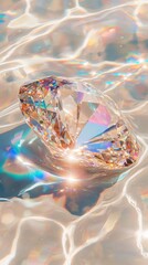 Poster - Sparkling gemstone reflected on waterbed close-up natural setting serene environment tranquil view
