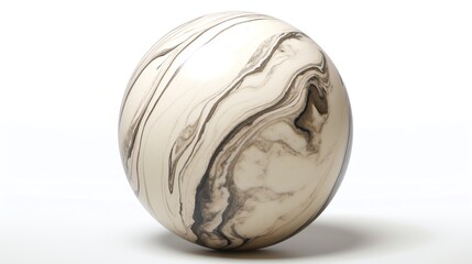 Poster - Beige and black marble sphere on white background.