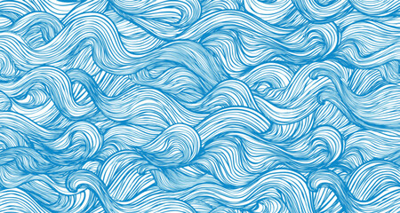 seamless wave pattern with thin lines, seamless pattern with blue waves. abstract light blue backgro