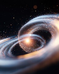 Poster - Dynamic spiraling vortex of colorful particles with a glow abstract art digital space vibrant atmosphere
