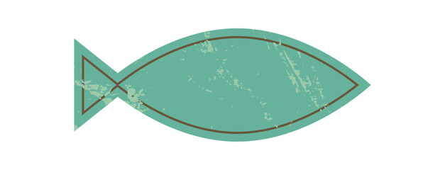 Wall Mural - brutalist abstract fish icon. minimal symbol with simple shape and grunge texture. geometric element