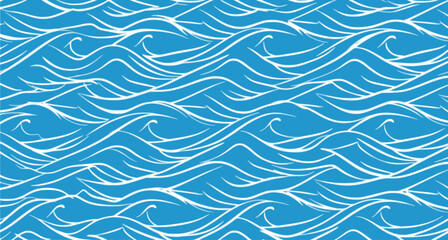 Seamless wave pattern with thin lines, Seamless pattern with blue waves. Abstract light blue background with seamless wave pattern. water