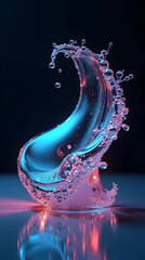 Poster - A mesmerizing liquid sculpture, illuminated with vibrant pink and blue hues, creating a breathtaking, surreal underwater scene.