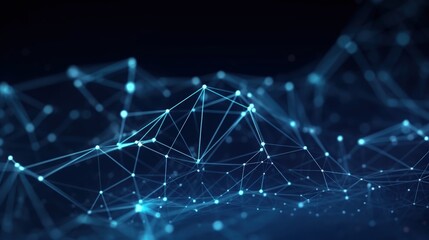 Poster - Abstract Blue Background with Digital Connections and Geometry, Perfect for Technology and Innovation Themes in Visual Designs