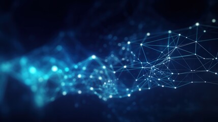 Poster - Abstract Blue Background with Illuminated Lines and Nodes Creating a Futuristic Digital Network Design Concept for Modern Visual Representation