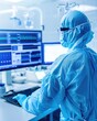 © Katawut - A healthcare professional in protective gear monitors patient data on a computer in a clinical setting.