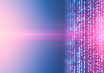 Poster - Futuristic Digital Binary Code at Dusk with Vibrant Colors