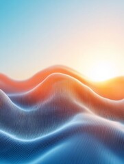 Leinwandbilder - Digital Horizons Futuristic Sunset Over Abstract Mesh Landscape