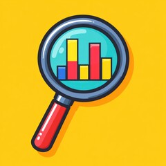 Poster - Magnifying glass examining bar graph data.