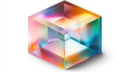 Poster - Abstract colorful glass cube, 3D rendering.